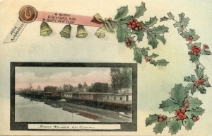 From Alameda, Cal., Boat Houses on Canal, mailed 1910            